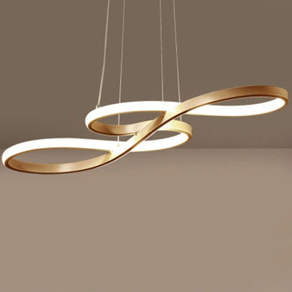 Modern Circle Hanging Fixture with Remote Dimming for Dining Room & Kitchen Island Adjustable Height 47 in Black White Gold Finish Contempor