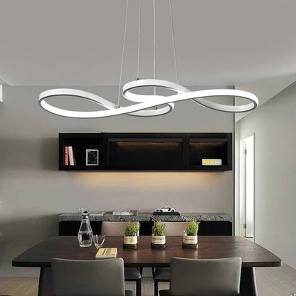 Circular Aluminum Ceiling Fixture Dimmable LED 30 in Ring Hanging Light for Dining Table Kitchen Island Modern Overhead Chandelier with Remo