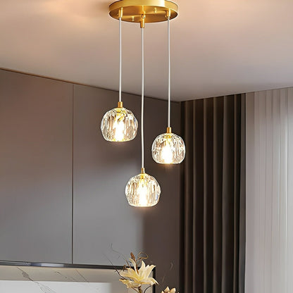 Hanging Ceiling Fixture with Crystal Accents and Adjustable 78-Inch Cord, LED Tri-Color 5W Chandelier for Dining Rooms & Entryways