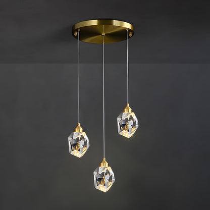 Hanging Ceiling Fixture with Crystal Accents and Adjustable 78-Inch Cord, LED Tri-Color 5W Chandelier for Dining Rooms & Entryways