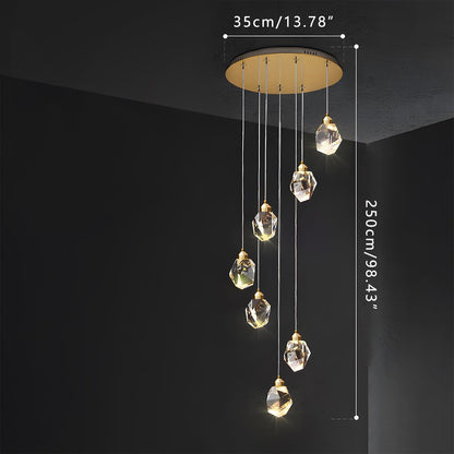 Hanging Ceiling Fixture with Crystal Accents and Adjustable 78-Inch Cord, LED Tri-Color 5W Chandelier for Dining Rooms & Entryways
