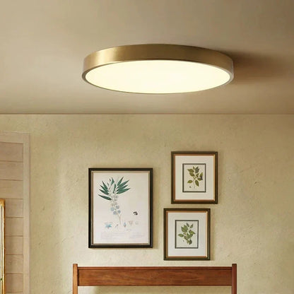 Bronze Flush Mount Ceiling Light Round 12 in Low Profile Copper Fixture for Bedroom Kitchen Hallway Minimalist Modern Home Lighting