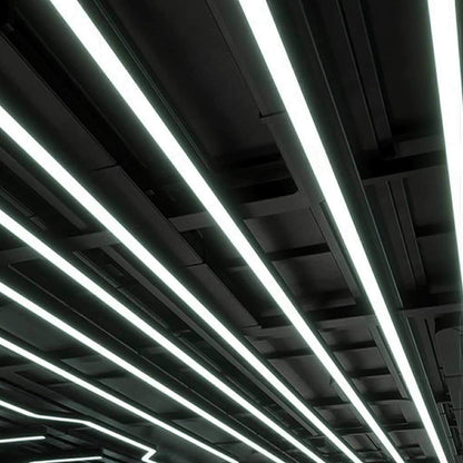 Suspended LED Rectangular Bar Light Black Aluminum 79-Inch Office Conference Room Modern Kitchen Island Overhead Fixture for Workspace Desk