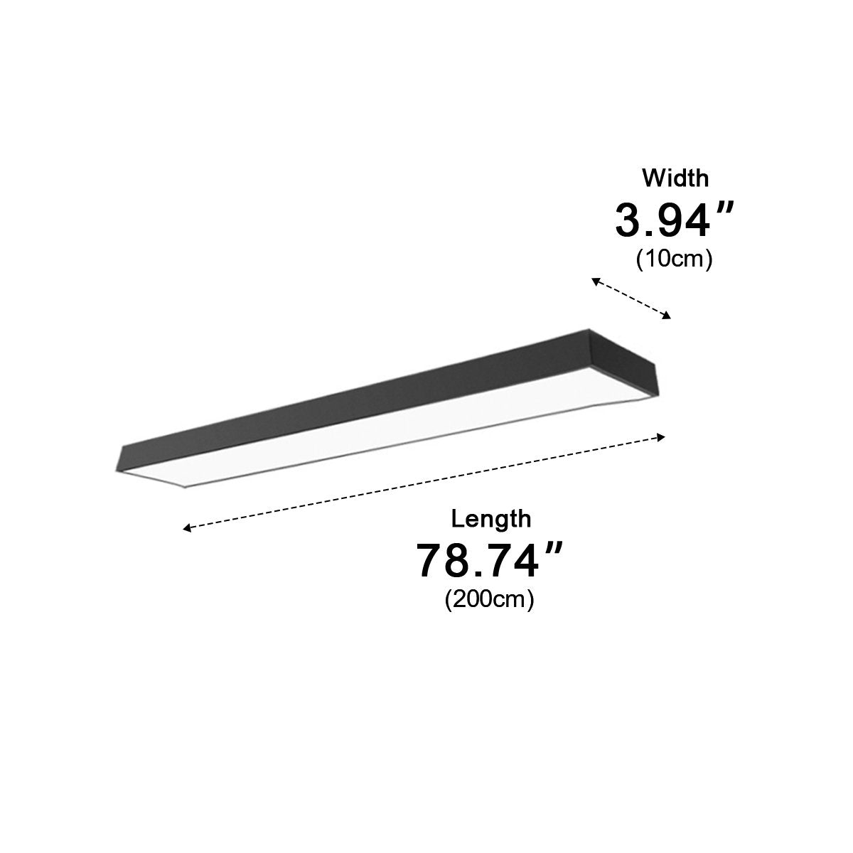 Suspended LED Rectangular Bar Light Black Aluminum 79-Inch Office Conference Room Modern Kitchen Island Overhead Fixture for Workspace Desk
