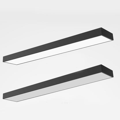 Suspended LED Rectangular Bar Light Black Aluminum 79-Inch Office Conference Room Modern Kitchen Island Overhead Fixture for Workspace Desk