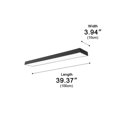 Suspended LED Rectangular Bar Light Black Aluminum 79-Inch Office Conference Room Modern Kitchen Island Overhead Fixture for Workspace Desk