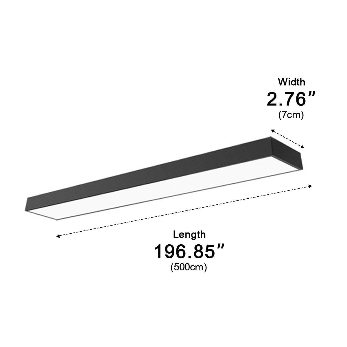 Suspended LED Rectangular Bar Light Black Aluminum 79-Inch Office Conference Room Modern Kitchen Island Overhead Fixture for Workspace Desk
