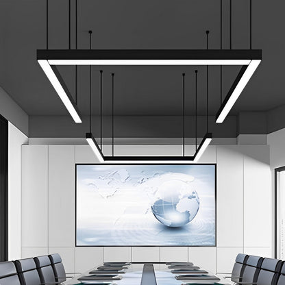 Suspended LED Rectangular Bar Light Black Aluminum 79-Inch Office Conference Room Modern Kitchen Island Overhead Fixture for Workspace Desk