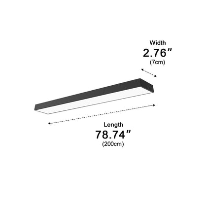 Suspended LED Rectangular Bar Light Black Aluminum 79-Inch Office Conference Room Modern Kitchen Island Overhead Fixture for Workspace Desk