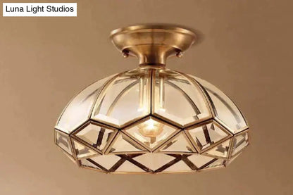 Copper Flush-Mount LED Ceiling Light Fixture for Hallways, Entryways, Bedrooms – Single-Lamp Minimalist Design with E27 Socket