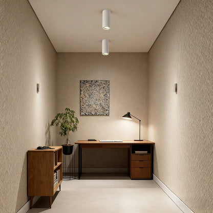 Cylinder Ceiling Spotlight Gray Aluminum GU10 7W LED for Kitchen Bedroom Living Room Hallway Modern Industrial Minimalist Architectural Acce
