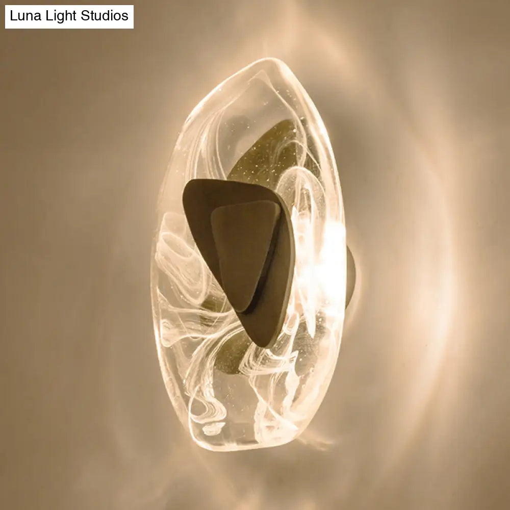 Glass Wall Sconce Light Fixture Black Metal Hardwired LED Bulb Included 8x11.5 Inch Contemporary Nordic Design for Bedroom Living Room