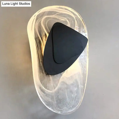 Glass Wall Sconce Light Fixture Black Metal Hardwired LED Bulb Included 8x11.5 Inch Contemporary Nordic Design for Bedroom Living Room