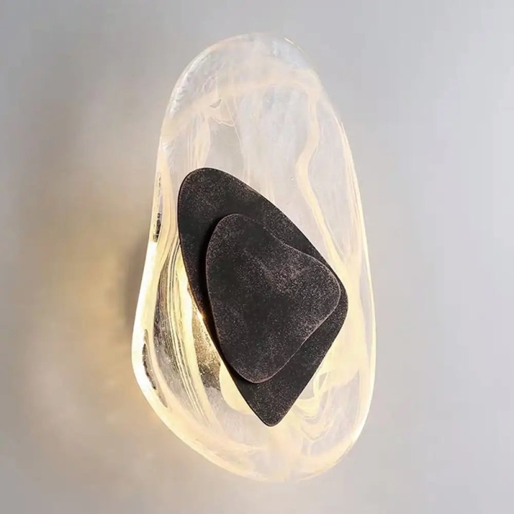 Glass Wall Sconce Light Fixture Black Metal Hardwired LED Bulb Included 8x11.5 Inch Contemporary Nordic Design for Bedroom Living Room