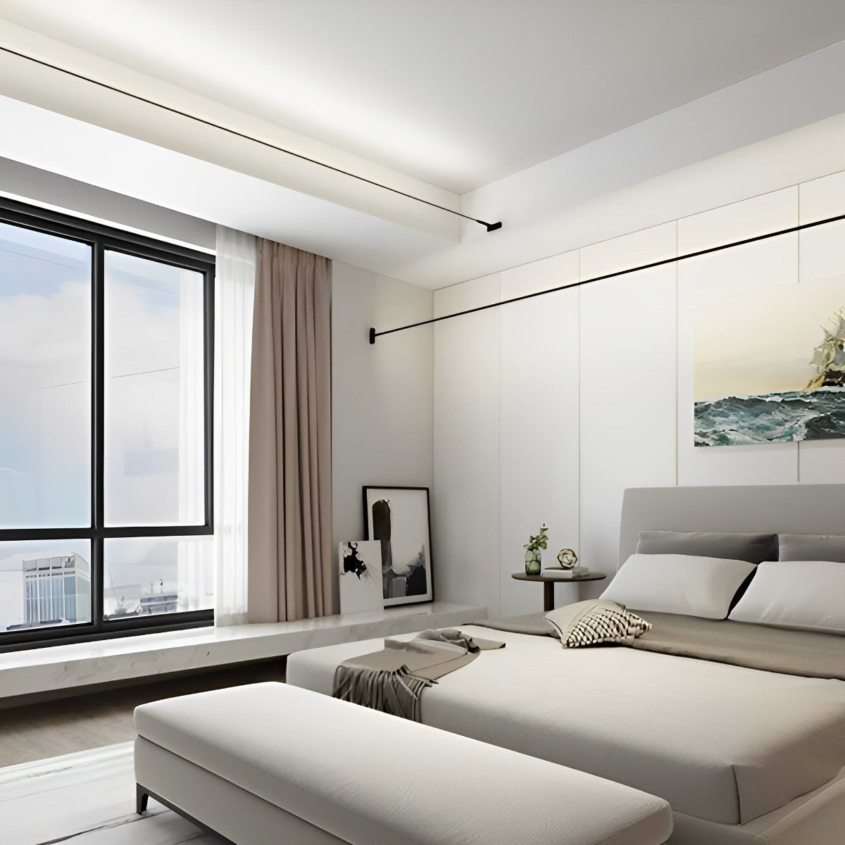 Modern Linear LED Strip Light with Rotatable Base for Adjustable Illumination