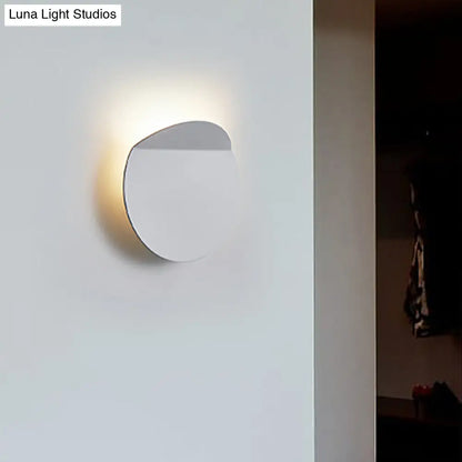 LED Wall Sconce Indoor Hallway Light Round Metal Fixture Black White Gray Gold Bronze Adjustable Brightness Corridor Entryway Hardwired
