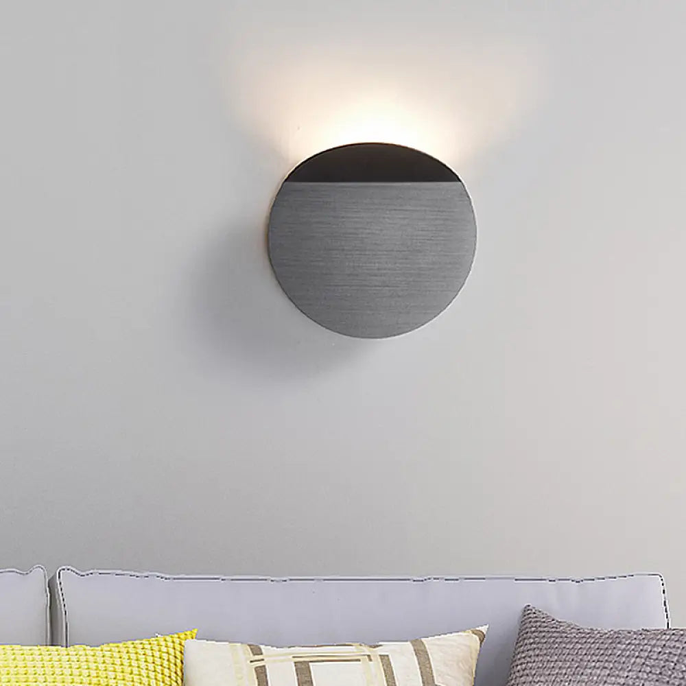 LED Wall Sconce Indoor Hallway Light Round Metal Fixture Black White Gray Gold Bronze Adjustable Brightness Corridor Entryway Hardwired