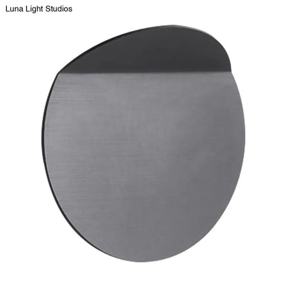LED Wall Sconce Indoor Hallway Light Round Metal Fixture Black White Gray Gold Bronze Adjustable Brightness Corridor Entryway Hardwired