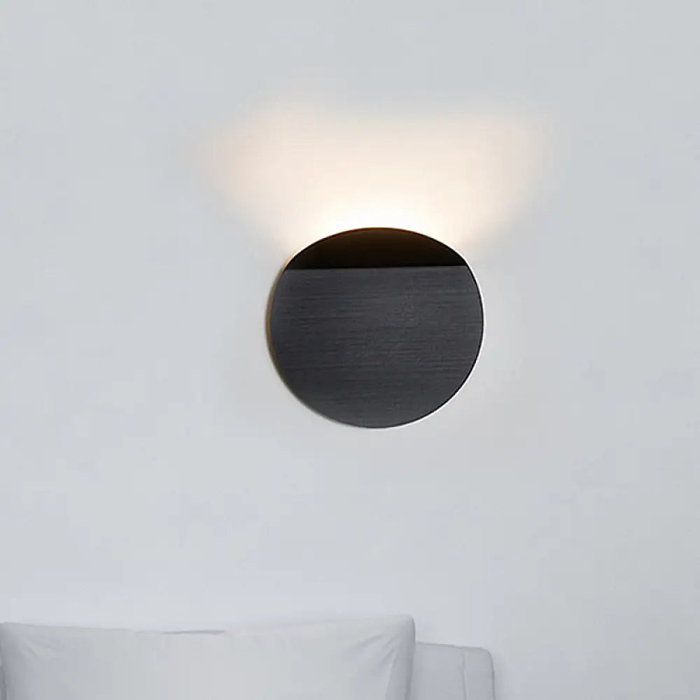 LED Wall Sconce Indoor Hallway Light Round Metal Fixture Black White Gray Gold Bronze Adjustable Brightness Corridor Entryway Hardwired