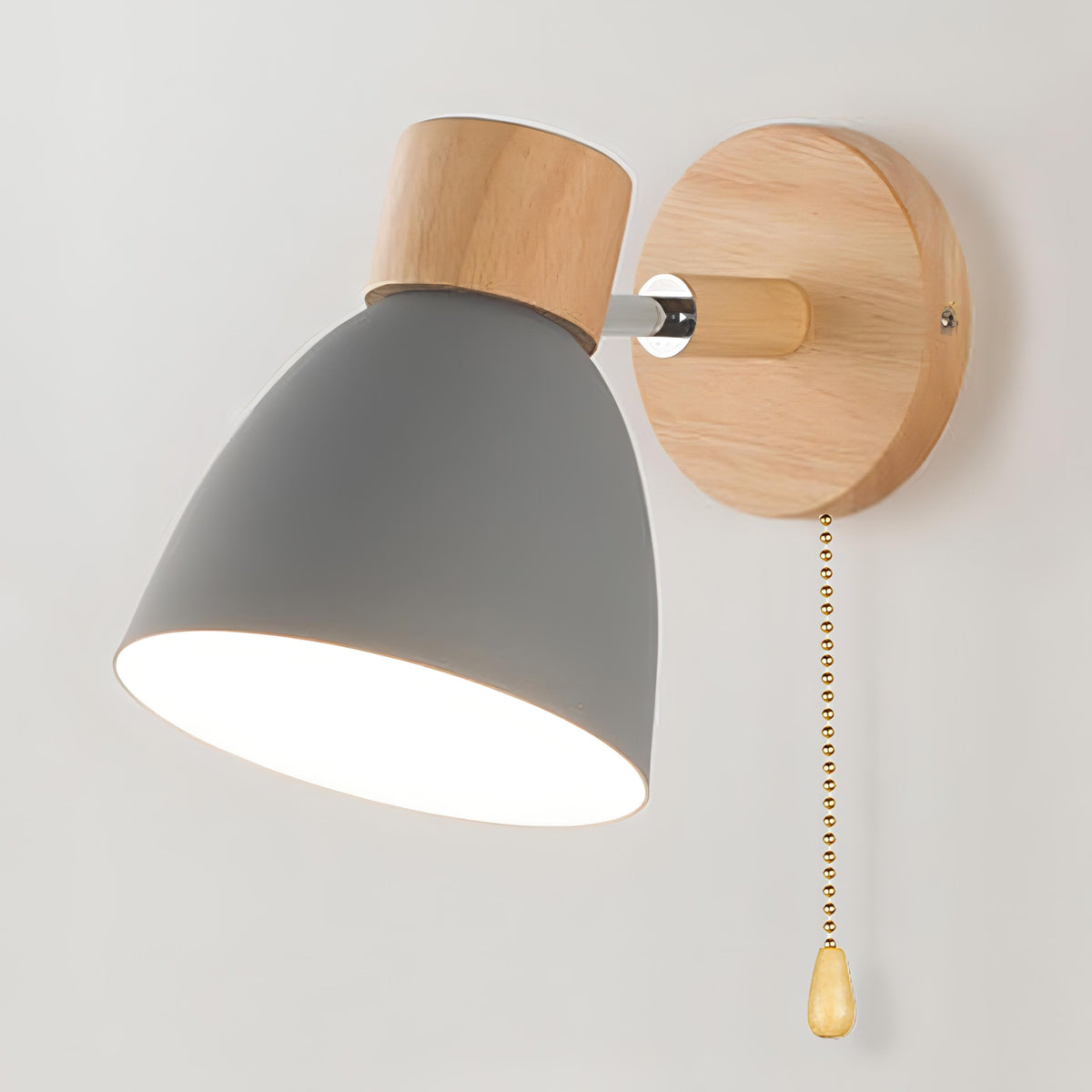 Nordic-Style Hardwired Sconce with Cord Pull – Diffused Glow for Bedroom, Hallway & Reading Spaces