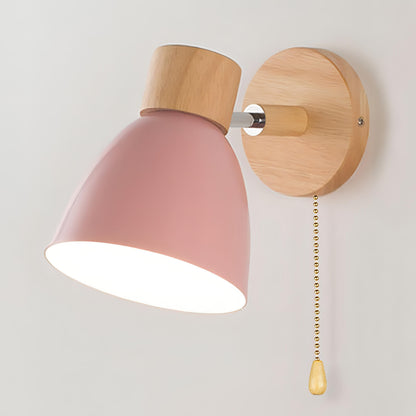 Nordic-Style Hardwired Sconce with Cord Pull – Diffused Glow for Bedroom, Hallway & Reading Spaces