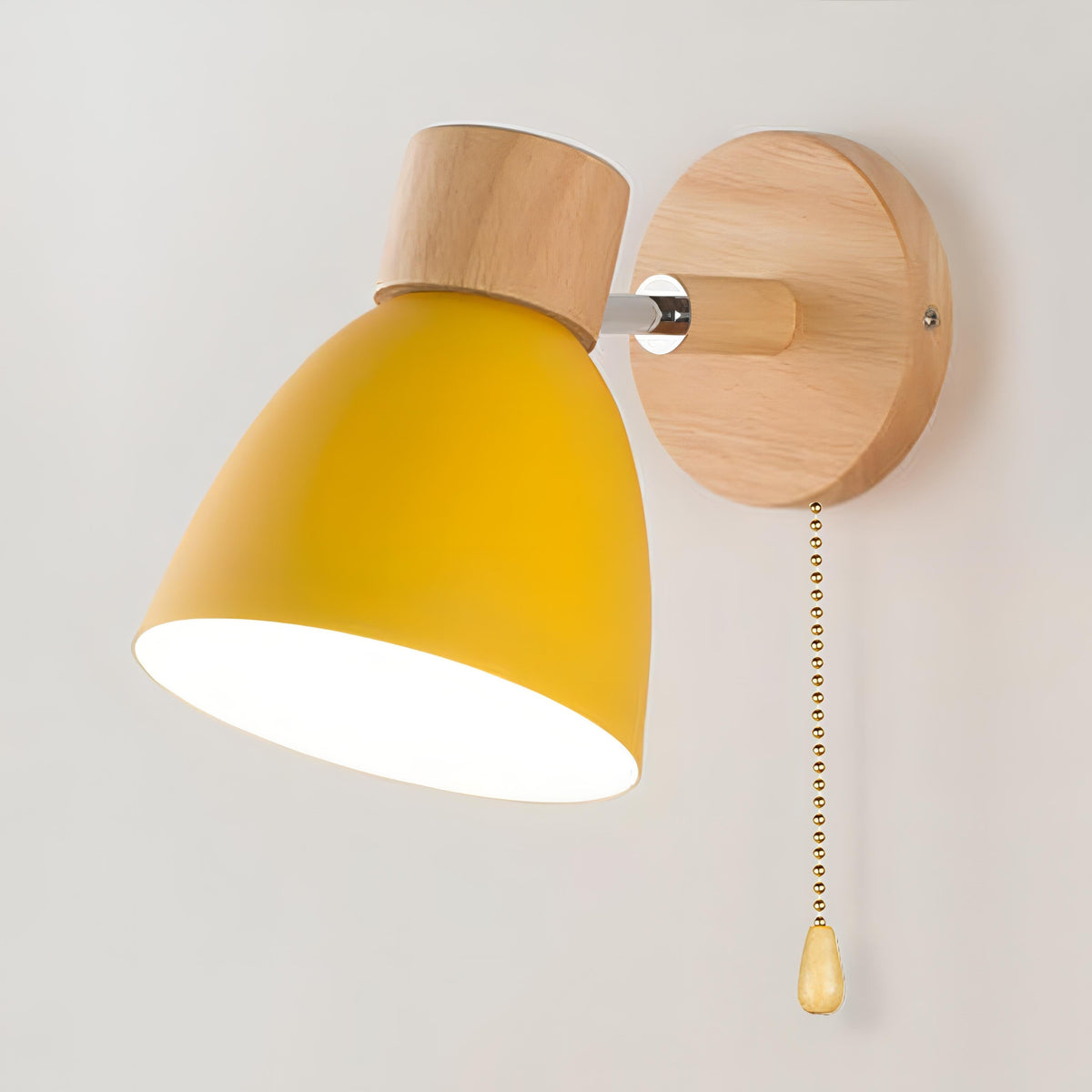 Nordic-Style Hardwired Sconce with Cord Pull – Diffused Glow for Bedroom, Hallway & Reading Spaces