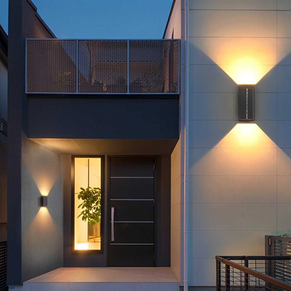 Modern Solar LED Outdoor Sconce with Remote Control Dual-Beam Up Down Light for Facade Patio Garden Entryway Weatherproof Aluminum Fixture i