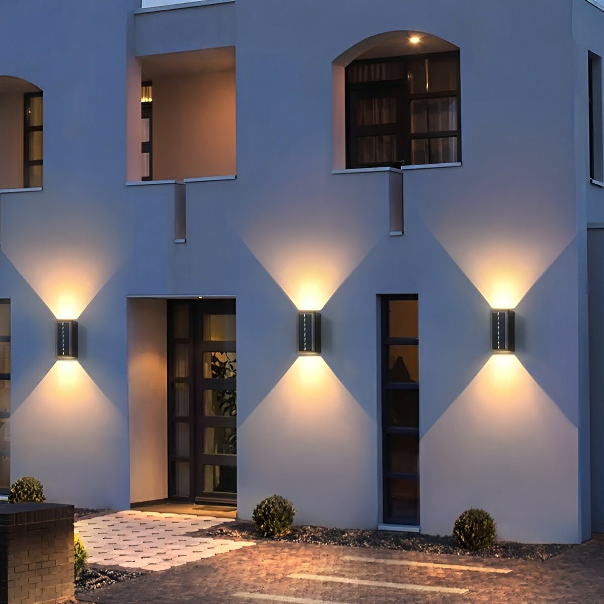 Modern Solar LED Outdoor Sconce with Remote Control Dual-Beam Up Down Light for Facade Patio Garden Entryway Weatherproof Aluminum Fixture i