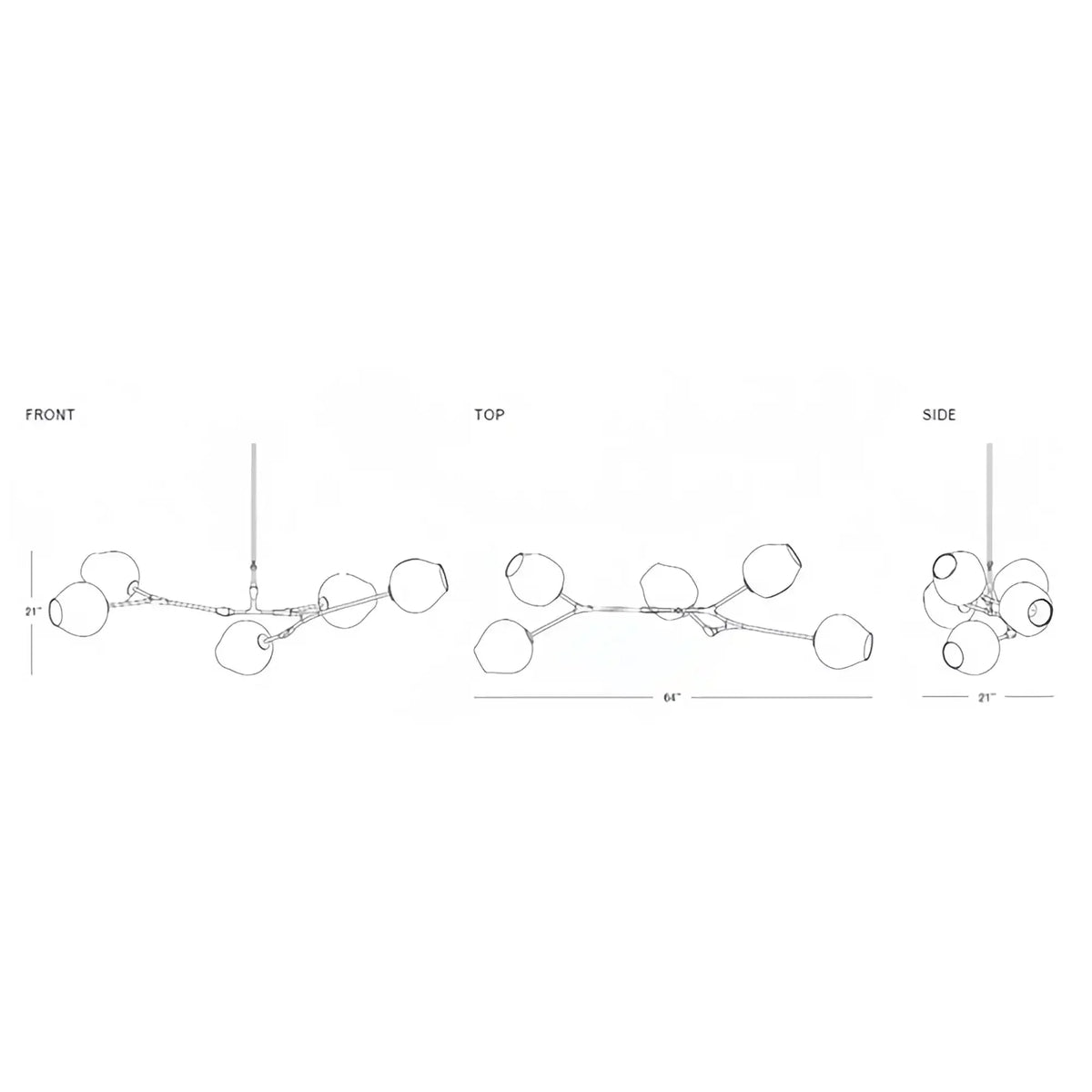 Branching Globe Chandelier with Smoky Glass Shades – Multi-Arm Statement Fixture for Dining Room & Kitchen Island Lighting