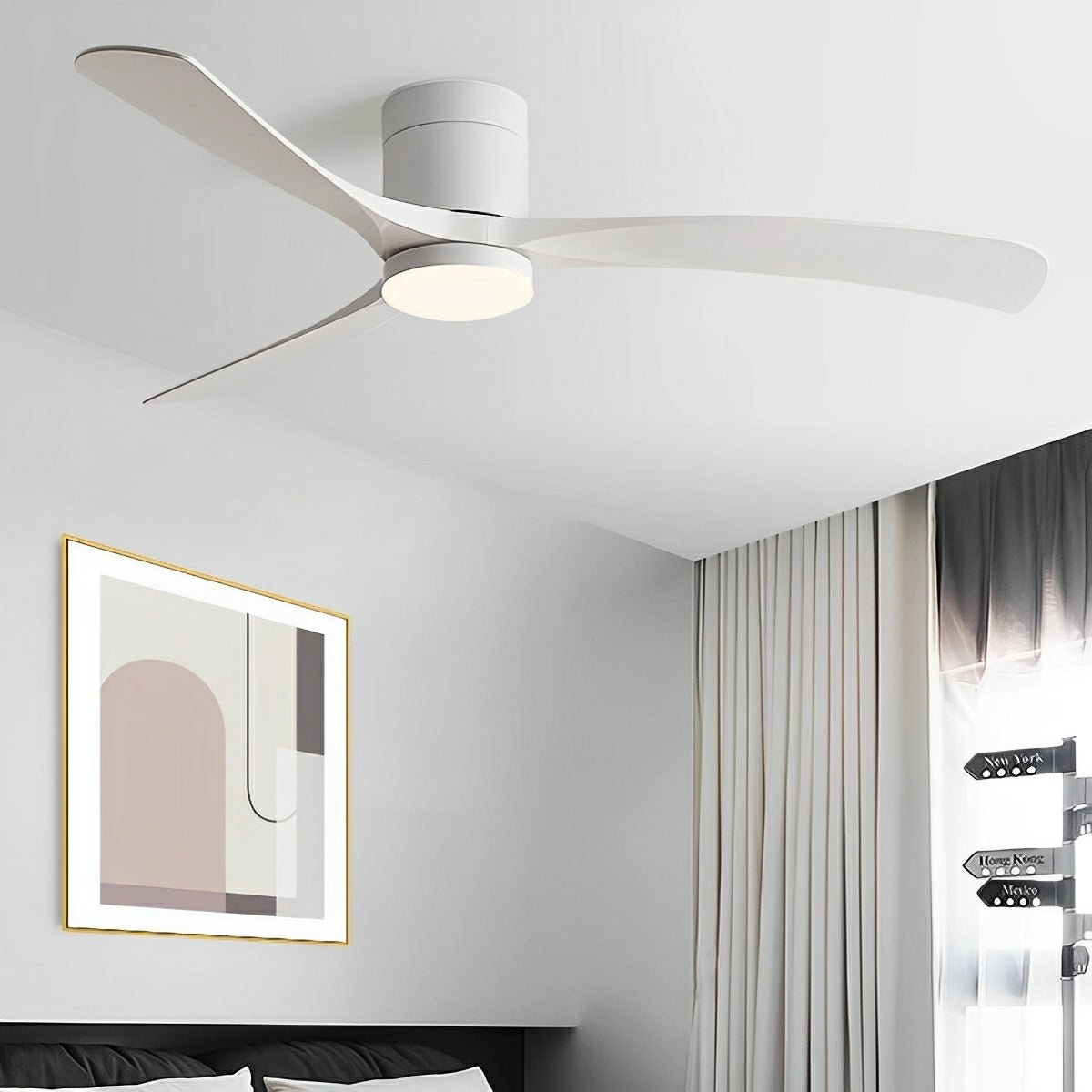 Reversible DC Motor Ceiling Fan with LED Light 38-56 Inch 6-Speed Remote Control Flush Mount for Bedroom Living Room Dining Room Year-Round