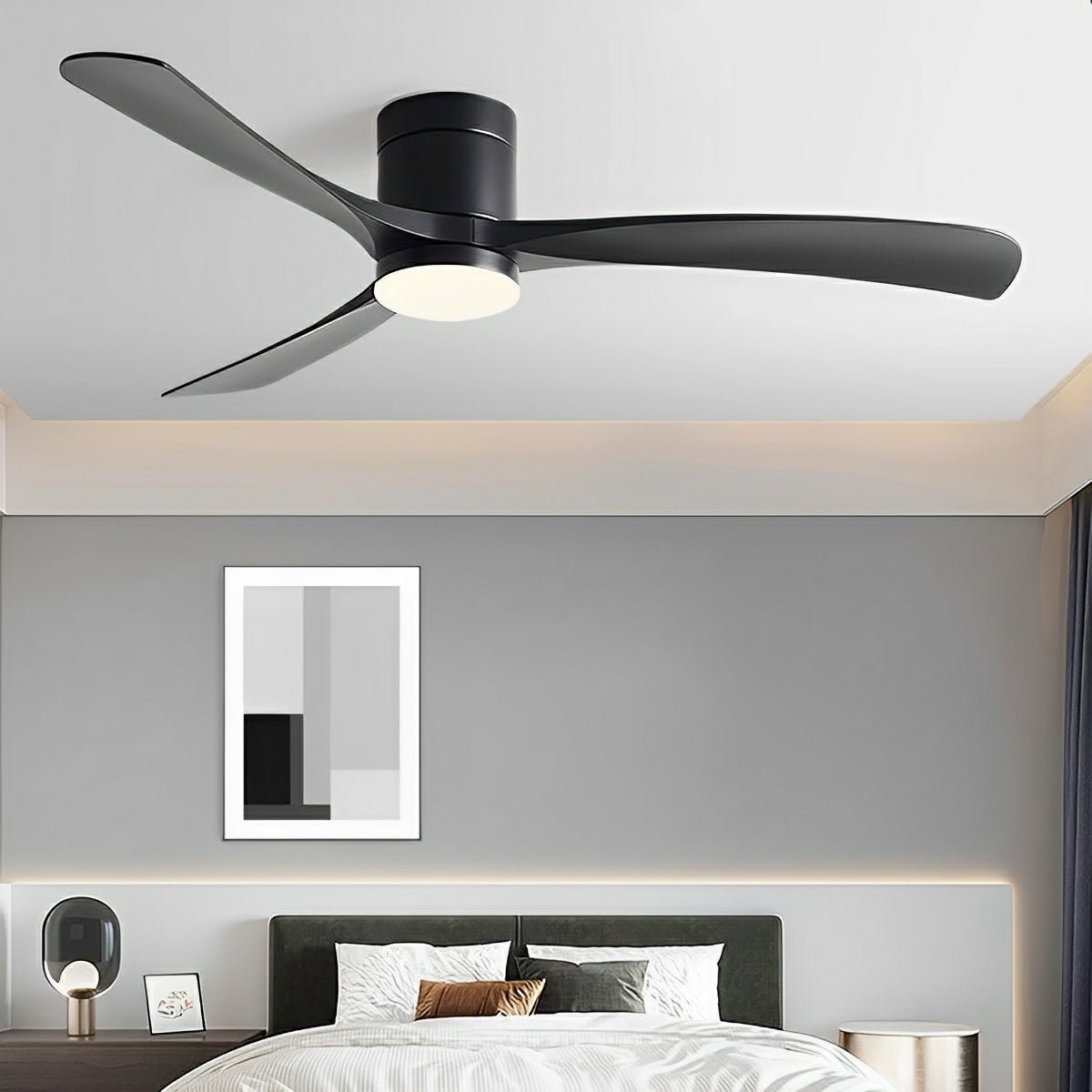 Reversible DC Motor Ceiling Fan with LED Light 38-56 Inch 6-Speed Remote Control Flush Mount for Bedroom Living Room Dining Room Year-Round