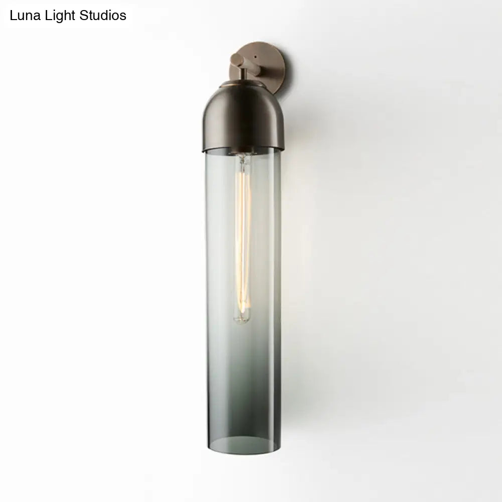 Glass Tube Wall Sconce with Arched Bracket – Single-Light Fixture for Bedroom, Hallway & Living Room – Modern Minimalist Design