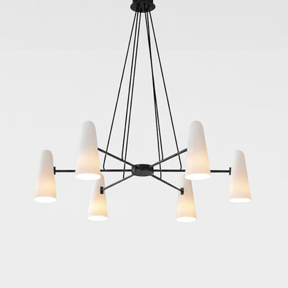 Overhead Light Fixture with Frosted Globes in Metal Frame for Dining or Living Spaces 6 to 8 Arms Extendable Cord