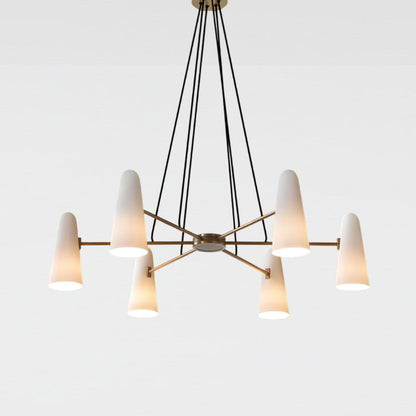 Overhead Light Fixture with Frosted Globes in Metal Frame for Dining or Living Spaces 6 to 8 Arms Extendable Cord