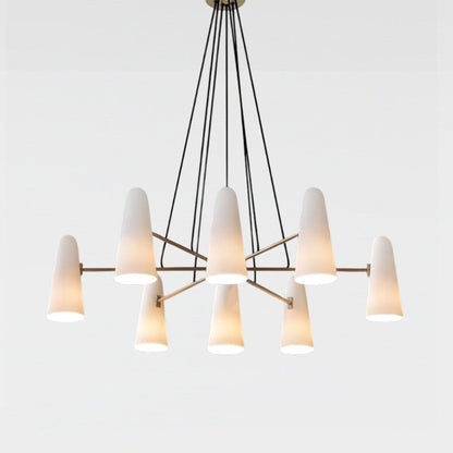 Overhead Light Fixture with Frosted Globes in Metal Frame for Dining or Living Spaces 6 to 8 Arms Extendable Cord