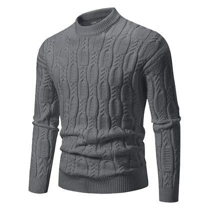 Cable Knit Crewneck Pullover Sweater for Men – Textured Ribbed Design, Layering Essential for Fall & Winter