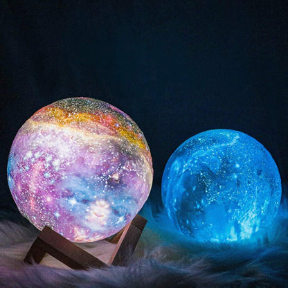 3D Lunar Globe Decorative Night Light with 16 Color Options and Wireless Rechargeable Design for Bedrooms, Desks, and Living Spaces