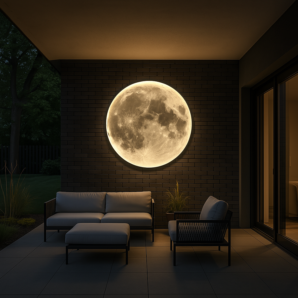 LED Moon Wall Light Fixture – Realistic Lunar Surface Glow – Diameter 16-31 in – Indoor Outdoor Celestial Accent for Living Room Bedroom