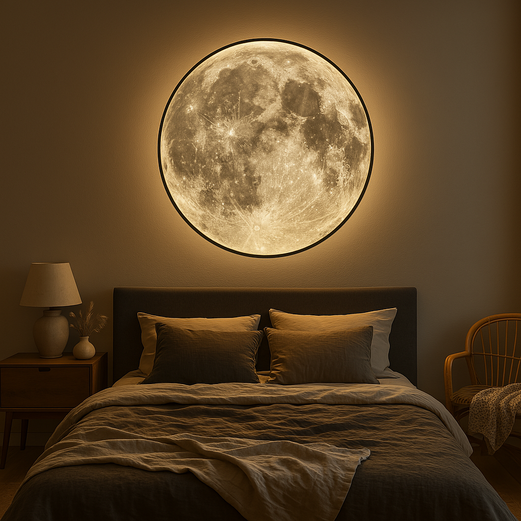 LED Moon Wall Light Fixture – Realistic Lunar Surface Glow – Diameter 16-31 in – Indoor Outdoor Celestial Accent for Living Room Bedroom