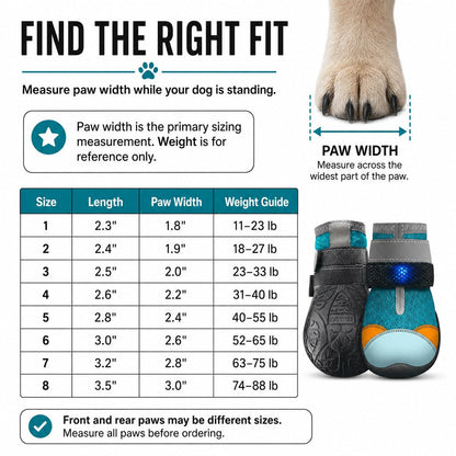 Ortekor Motion-Activated LED Dog Boots for Night Walks – Flashing Paw Shoes for Better Visibility & Traction
