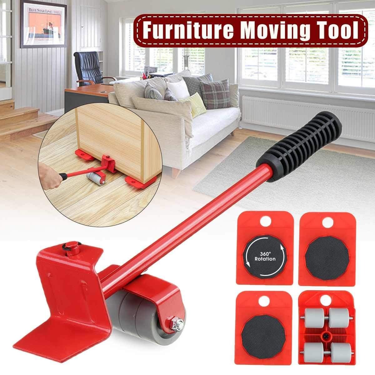Heavy-Duty Furniture Slider Kit with Lifting Bar and 4 Rolling Pads for Sofas, Tables, Appliances – 440 lb Capacity Moving System for Hardwo