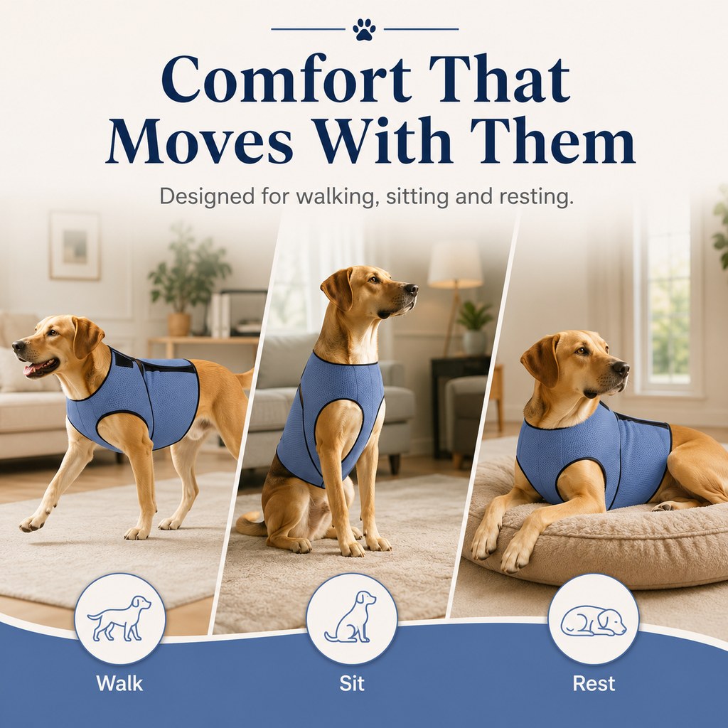 Ortekor Dog Calming Wrap Vest for Thunderstorms, Fireworks & Travel - Breathable Adjustable Comfort Shirt for Stressful Moments