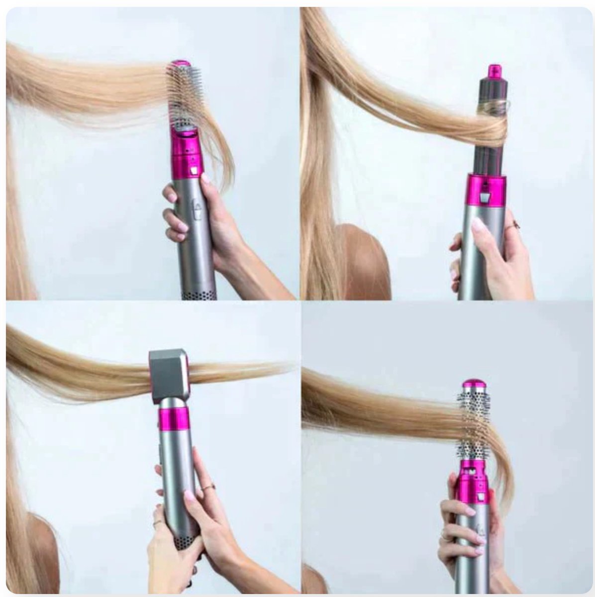 5-in-1 Blow Dryer Brush 1000W Hot Air Styling Tool with Interchangeable Attachments for Curling Volumizing Straightening Women's Hair Dryer