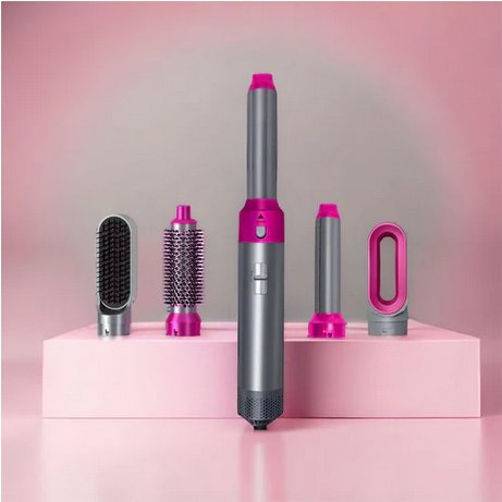 5-in-1 Blow Dryer Brush 1000W Hot Air Styling Tool with Interchangeable Attachments for Curling Volumizing Straightening Women's Hair Dryer