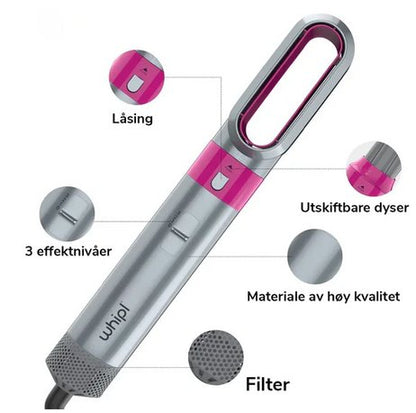 5-in-1 Blow Dryer Brush 1000W Hot Air Styling Tool with Interchangeable Attachments for Curling Volumizing Straightening Women's Hair Dryer