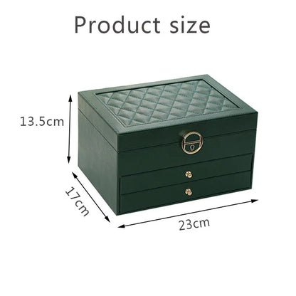 Stackable Jewelry Organizer Box Black 9×7×5 Inch Multi-Compartment Ring Necklace Earring Holder for Dresser Bedroom Vanity Tabletop Storage