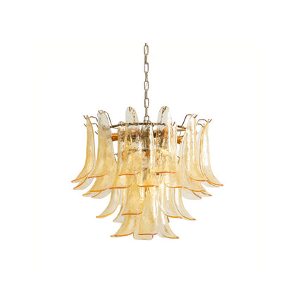 Multi-Arm Glass Pendant Light Fixture with E14 Sockets – Adjustable Height Hanging Lamp for Dining Room, Foyer & Living Room – Metal Frame w
