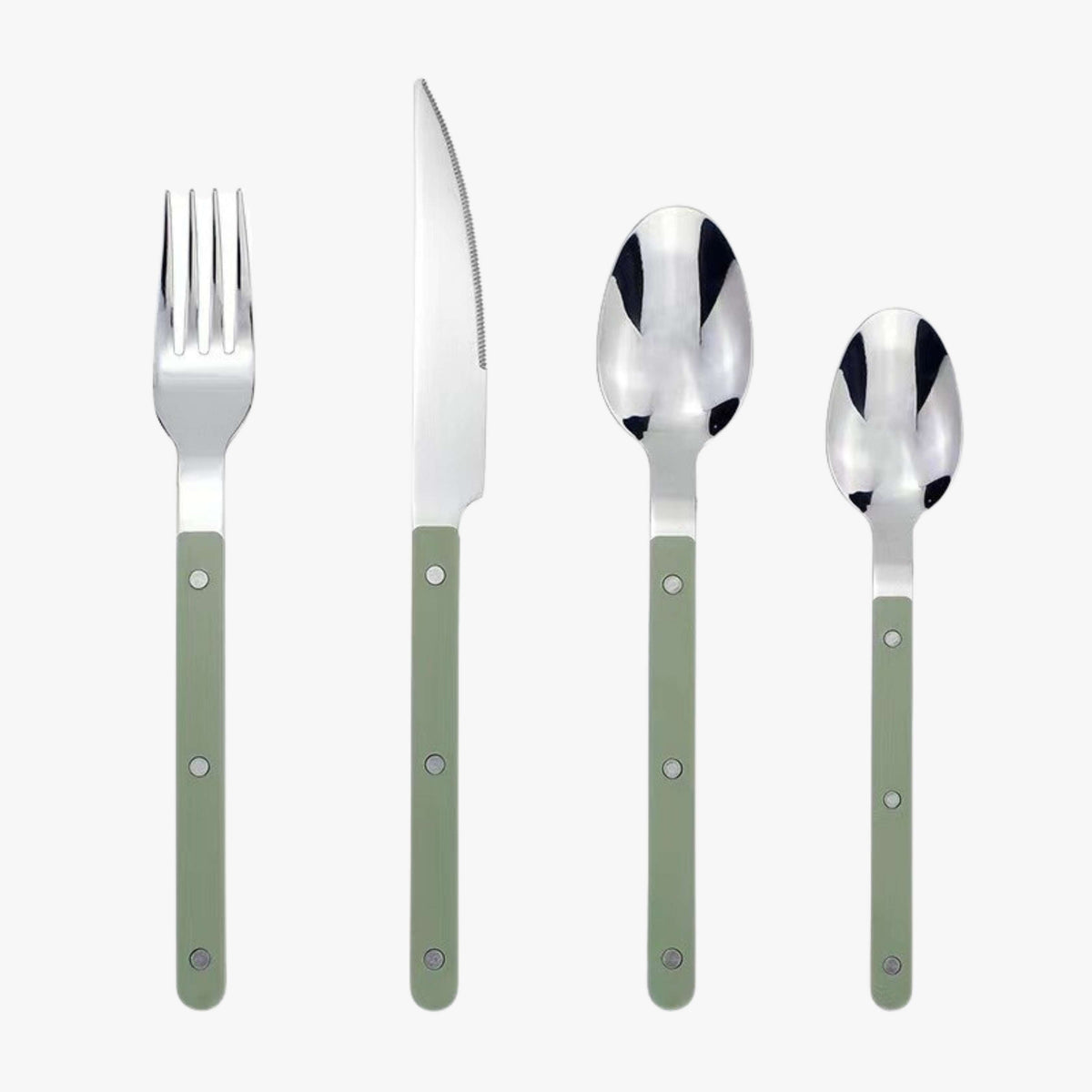 Flatware Set for 6 – Riveted Handle Silverware Service with Knife Fork Spoon – Slim Bistro Stainless Steel Dining Utensils for Everyday