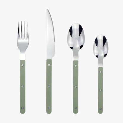 Flatware Set for 6 – Riveted Handle Silverware Service with Knife Fork Spoon – Slim Bistro Stainless Steel Dining Utensils for Everyday