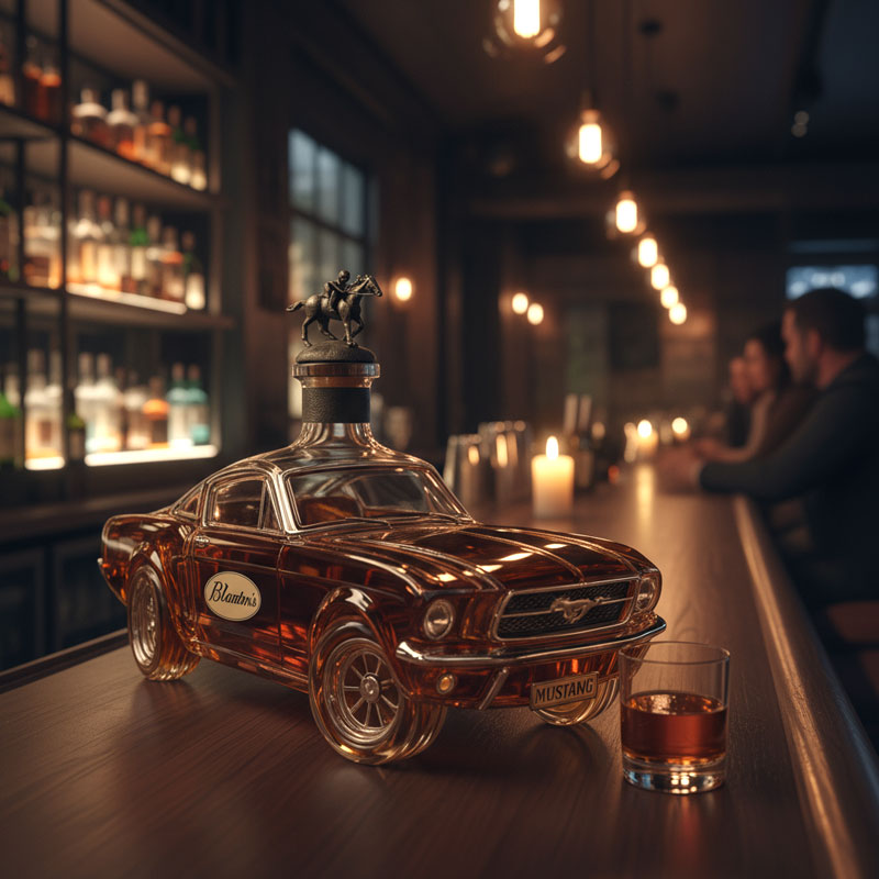 Pony Car Glass Liquor Bottle for Spirit Collectors & Bar Decor